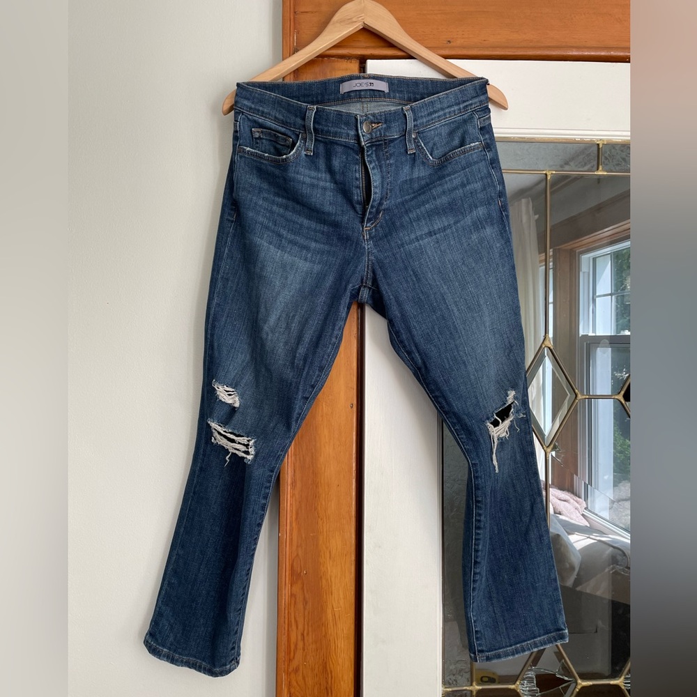 Joe’s Jeans Mid-Rise Straight Crop Distressed Jeans Sz 29